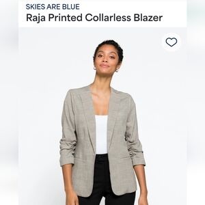 Skies are Blue Raja Collarless Blazer